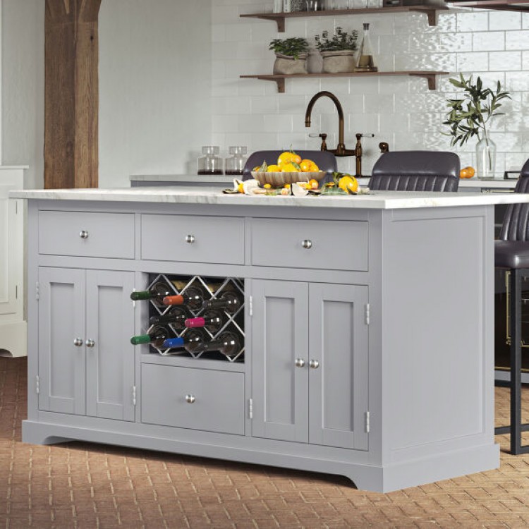 Baumhaus Furniture Grey Kitchen Island With White Granite Worktop CKI01A-W