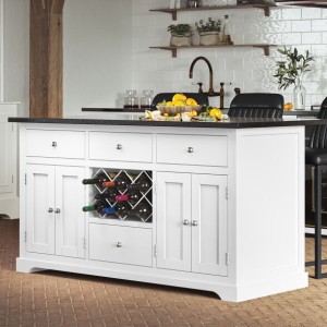 Baumhaus Furniture White Kitchen Island With Black Granite Worktop Baumhaus Furniture White Kitchen Island With Black Granite Worktop CKI01B-B