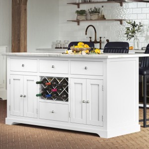 Baumhaus Furniture White Kitchen Island With White Granite Worktop Baumhaus Furniture White Kitchen Island With White Granite Worktop CKI01B-W