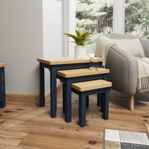 Wittenham Blue Painted Furniture Nest of 3 Tables Wittenham Blue Painted Furniture Nest of 3 Tables
