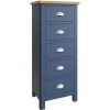 Wittenham Painted Furniture Blue Painted 5 Drawer Narrow Chest