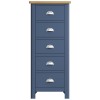 Wittenham Painted Furniture Blue Painted 5 Drawer Narrow Chest