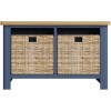 Wittenham Blue Painted Furniture Hall Bench with Wicker Baskets