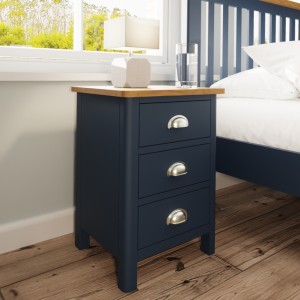 Wittenham Blue Painted Furniture 3 Drawer Bedside Cabinet