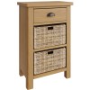 Buxton Rustic Oak Furniture 1 Drawer 2 Basket Cabinet