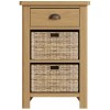 Buxton Rustic Oak Furniture 1 Drawer 2 Basket Cabinet