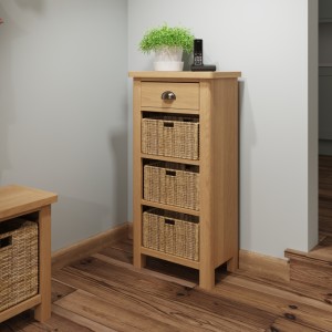 Buxton Rustic Oak Furniture 1 Drawer 3 Basket Cabinet Buxton Rustic Oak Furniture 1 Drawer 3 Basket Cabinet