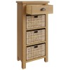 Buxton Rustic Oak Furniture 1 Drawer 3 Basket Cabinet