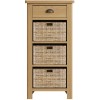 Buxton Rustic Oak Furniture 1 Drawer 3 Basket Cabinet