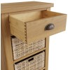 Buxton Rustic Oak Furniture 1 Drawer 3 Basket Cabinet