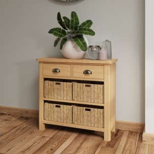Buxton Rustic Oak Furniture 2 Drawer 4 Basket Cabinet Buxton Rustic Oak Furniture 2 Drawer 4 Basket Cabinet