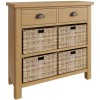 Buxton Rustic Oak Furniture 2 Drawer 4 Basket Cabinet