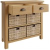 Buxton Rustic Oak Furniture 2 Drawer 4 Basket Cabinet