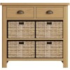 Buxton Rustic Oak Furniture 2 Drawer 4 Basket Cabinet