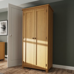 Buxton Rustic Oak Furniture 2 Door Full Hanging Wardrobe Buxton Rustic Oak Furniture 2 Door Full Hanging Wardrobe