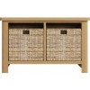 Buxton Rustic Oak Furniture Hall Bench with Wicker Baskets