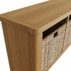 Buxton Rustic Oak Furniture Hall Bench with Wicker Baskets