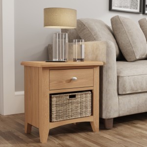 Exeter Light Oak Furniture 1 Drawer 1 Basket Cabinet Exeter Light Oak Furniture 1 Drawer 1 Basket Cabinet