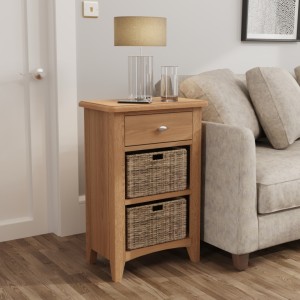Exeter Light Oak Furniture 1 Drawer 2 Basket Cabinet Exeter Light Oak Furniture 1 Drawer 2 Basket Cabinet