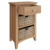 Exeter Light Oak Furniture 1 Drawer 2 Basket Cabinet