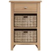 Exeter Light Oak Furniture 1 Drawer 2 Basket Cabinet