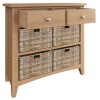 Exeter Light Oak Furniture 2 Drawer 4 Basket Cabinet