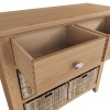 Exeter Light Oak Furniture 2 Drawer 4 Basket Cabinet