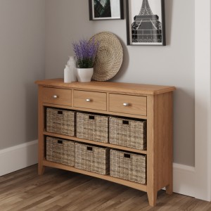 Exeter Light Oak Furniture 3 Drawer 6 Basket Cabinet Exeter Light Oak Furniture 3 Drawer 6 Basket Cabinet