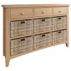 Exeter Light Oak Furniture 3 Drawer 6 Basket Cabinet