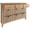 Exeter Light Oak Furniture 3 Drawer 6 Basket Cabinet