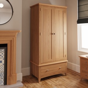 Exeter Light Oak Furniture Gents' Double Wardrobe Exeter Light Oak Furniture Gents' Double Wardrobe
