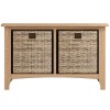 Exeter Light Oak Furniture Hall Bench with Wicker Baskets