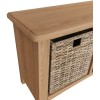 Exeter Light Oak Furniture Hall Bench with Wicker Baskets