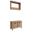 Exeter Light Oak Furniture Hall Bench with Wicker Baskets