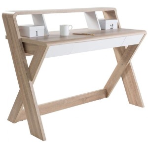 Alphason Office Furniture Aspen Light Oak and White Trestle Desk Alphason Office Furniture Aspen Light Oak and White Trestle Desk