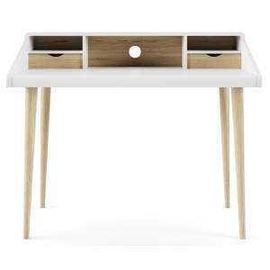 Alphason Office Furniture Yeovil White and Light Oak Writing Desk Alphason Office Furniture Yeovil White and Light Oak Writing Desk