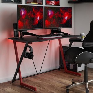 Alphason Furniture Phantom Black and Red Carbon Fibre Effect Gaming Desk Alphason Furniture Phantom Black and Red Carbon Fibre Effect Gaming Desk