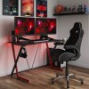 Alphason Furniture Phantom Black and Red Carbon Fibre Effect Gaming Desk