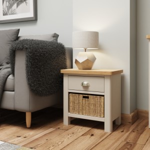 Wittenham Painted Furniture Grey 1 Drawer 1 Basket Cabinet Wittenham Painted Furniture Grey 1 Drawer 1 Basket Cabinet