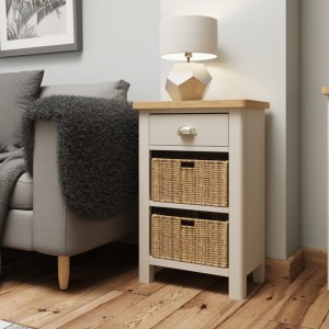 Wittenham Painted Furniture Grey 1 Drawer 2 Basket Cabinet Wittenham Painted Furniture Grey 1 Drawer 2 Basket Cabinet