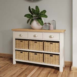 Wittenham Painted Furniture Grey 3 Drawer 6 Basket Cabinet Wittenham Painted Furniture Grey 3 Drawer 6 Basket Cabinet