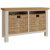 Wittenham Grey Painted Furniture Hall Bench with Wicker Baskets