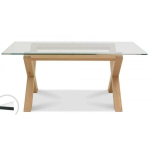 Bentley Designs Turin Light Oak 6 Seater Glass Top Table Bentley Designs Turin Light Oak 6 Seater Glass Top Table