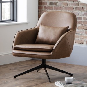 Julian Bowen Furniture Bowery Brown Faux Leather Swivel Accent Chair Julian Bowen Furniture Bowery Brown Faux Leather Swivel Accent Chair