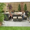 Nova Garden Furniture Cambridge Brown Weave Left Hand Reclining Corner Dining Sofa Set with Rising Table