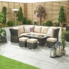 Nova Garden Furniture Cambridge Brown Weave Left Hand Reclining Corner Dining Sofa Set with Rising Table