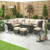 Nova Garden Furniture Cambridge Brown Weave Left Hand Reclining Corner Dining Sofa Set with Rising Table