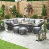 Nova Garden Furniture Cambridge GreyÂ Weave Left Hand Reclining Corner Dining Sofa Set with Rising Table