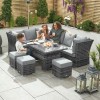 Nova Garden Furniture Cambridge GreyÂ Weave Left Hand Reclining Corner Dining Sofa Set with Rising Table