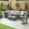 Nova Garden Furniture Cambridge GreyÂ Weave Left Hand Reclining Corner Dining Sofa Set with Rising Table